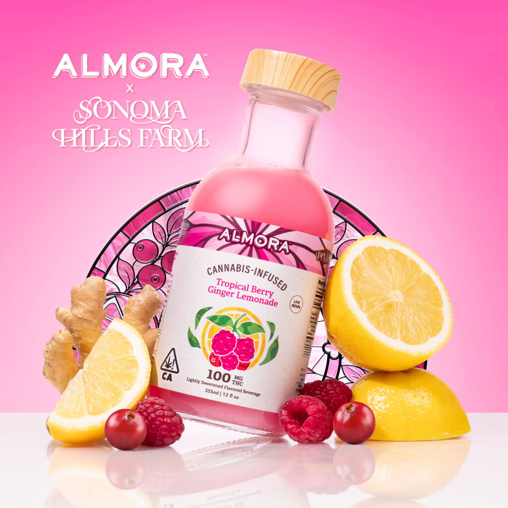 Almora x Sonoma Hills Farm Pink Jesus Tropical Berry Ginger Lemonade, 100mg THC, 12 fl oz